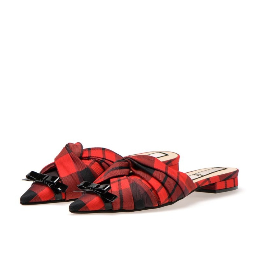 No. 21 Flat Tartan Plaid Mule Slides